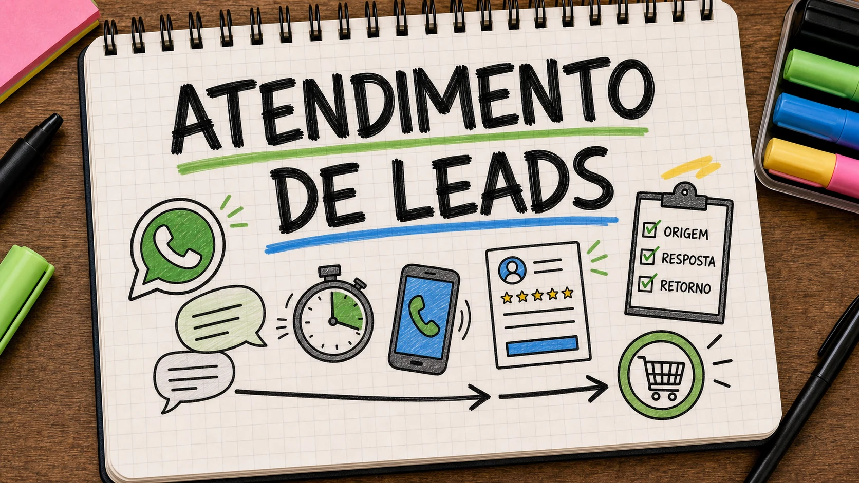Atendimento de leads com WhatsApp, origem do contato e retorno comercial