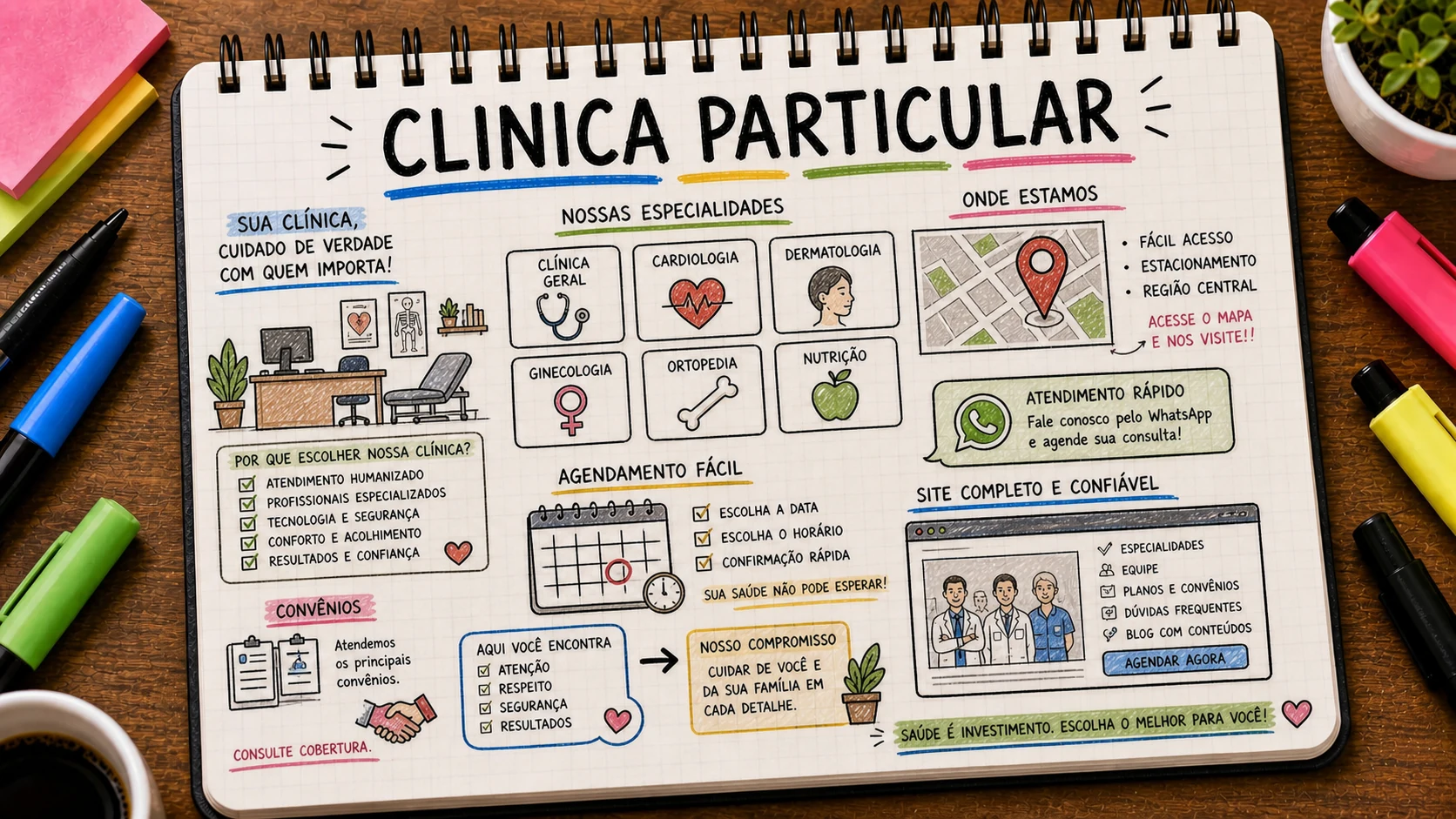 Atrair pacientes para clínica particular com presença local e agendamento claro