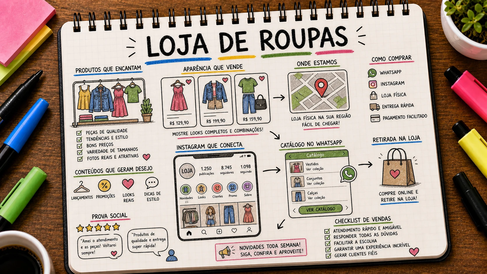 Divulgar loja de roupas local com vitrine digital e WhatsApp