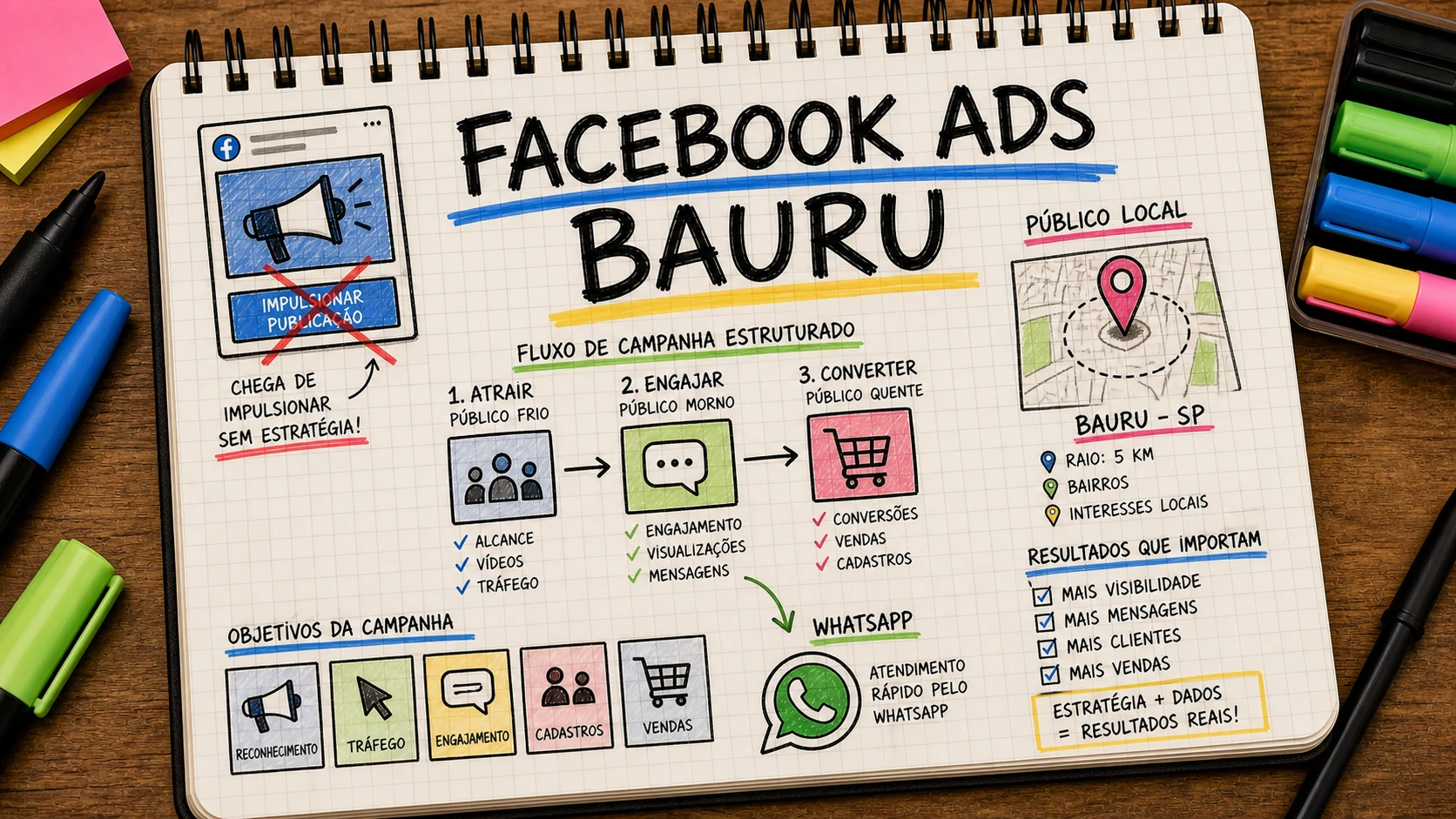 Facebook Ads em Bauru avaliado por público local, criativos e conversões