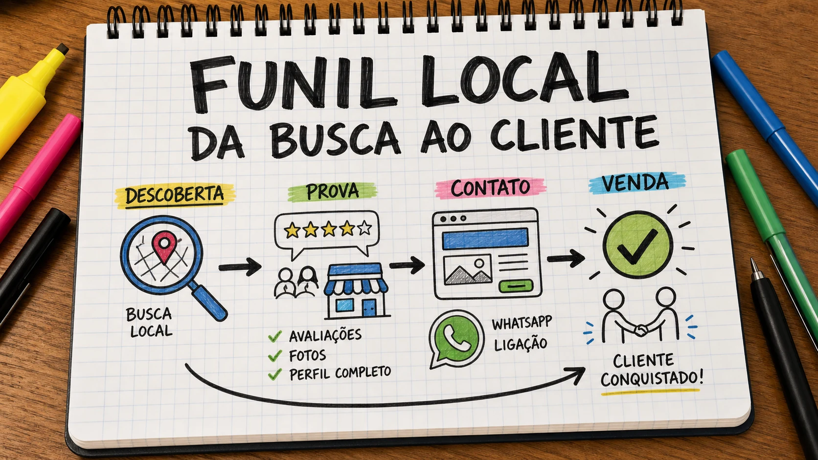 Funil de marketing para negócios locais da descoberta ao contato