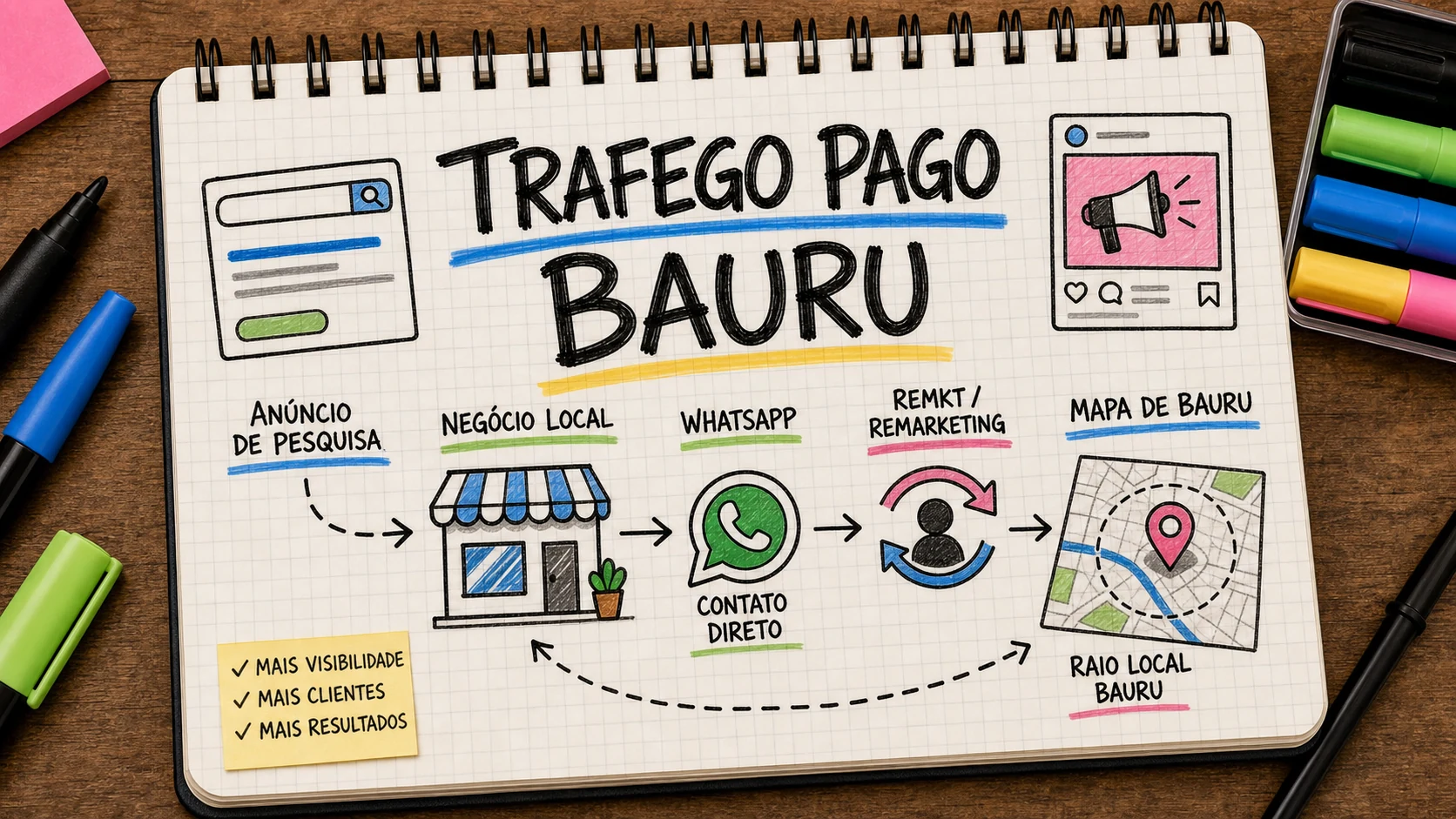 Gestor de tráfego pago em Bauru conectando anúncios, mapa e vendas locais