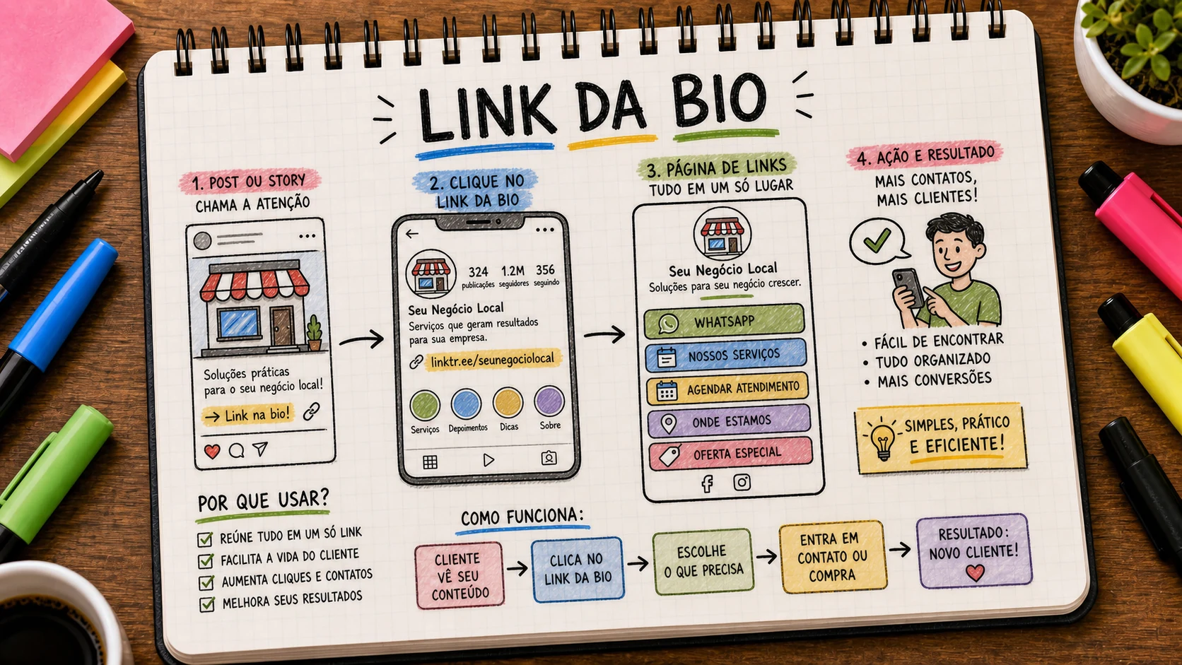 Link da bio organizado para levar o cliente ao próximo passo certo