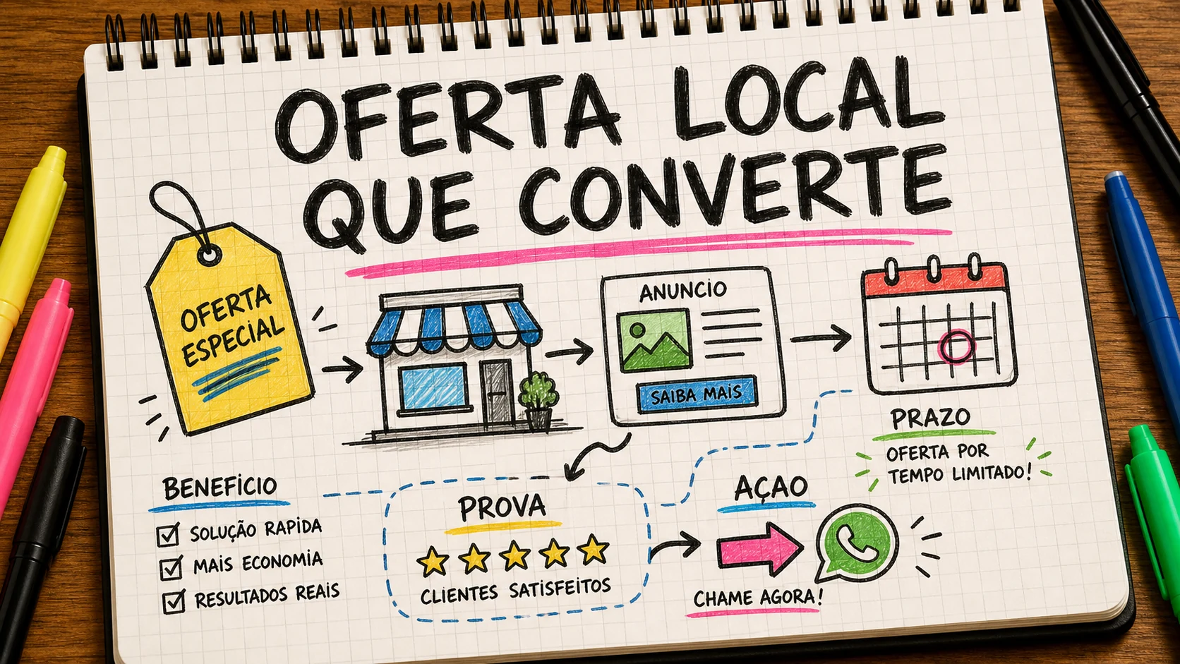 Oferta para anúncios locais com benefício claro e chamada para WhatsApp