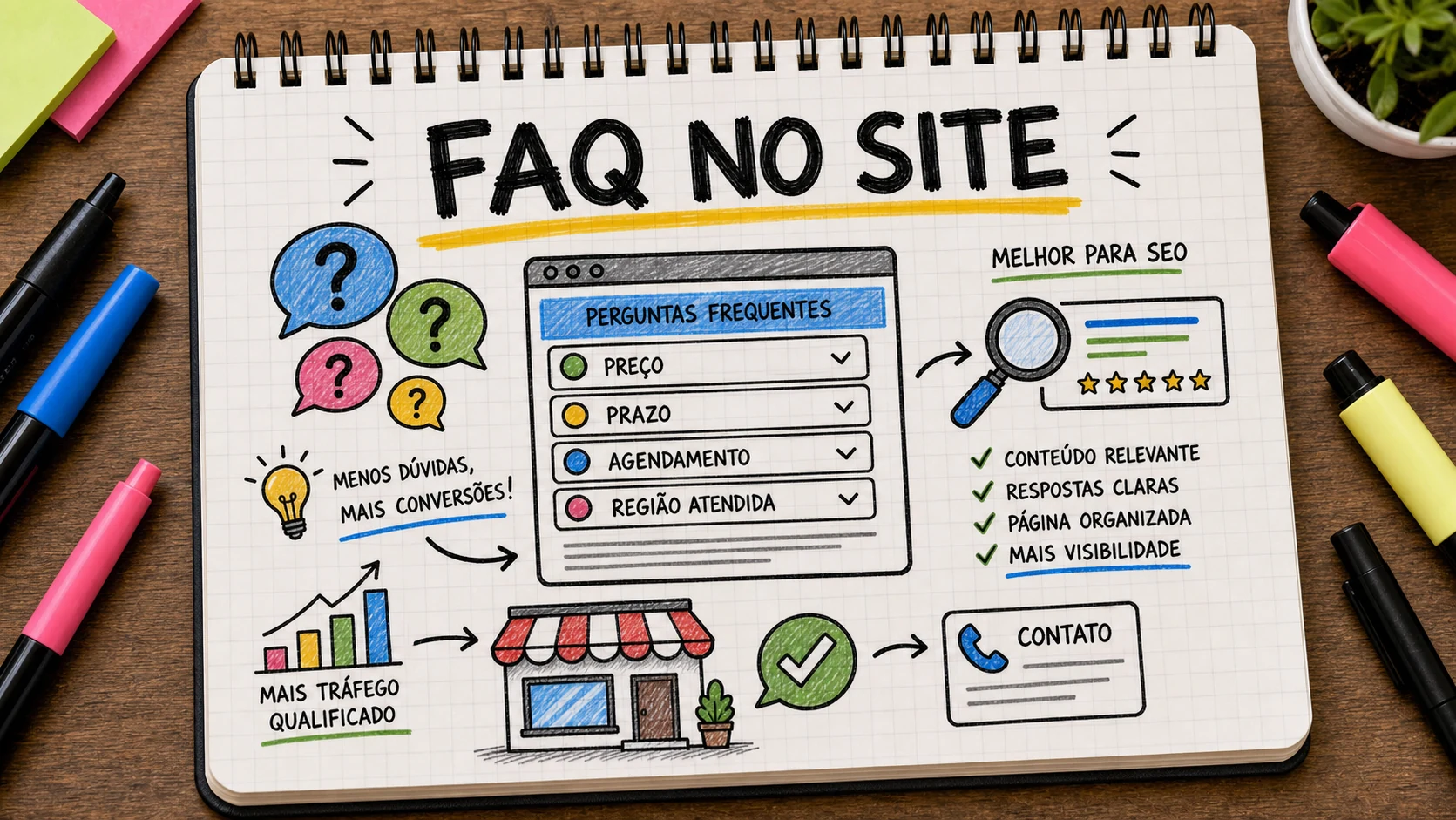 Perguntas frequentes no site respondendo dúvidas reais antes do contato