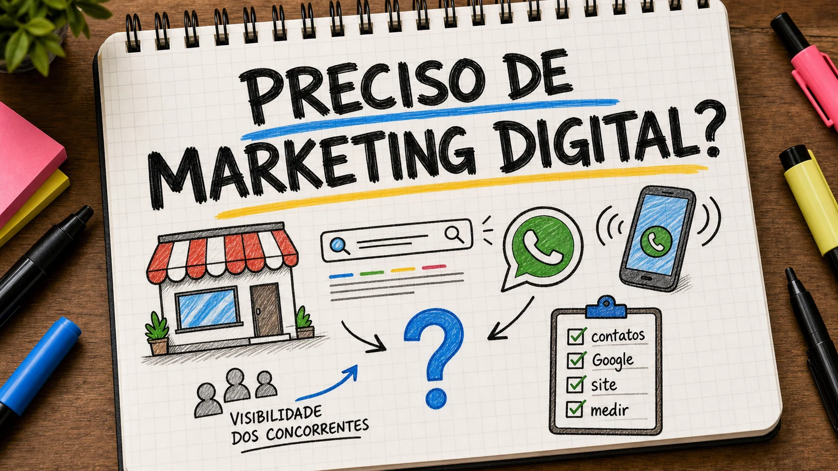 Preciso de marketing digital avaliado com sinais de presença online local