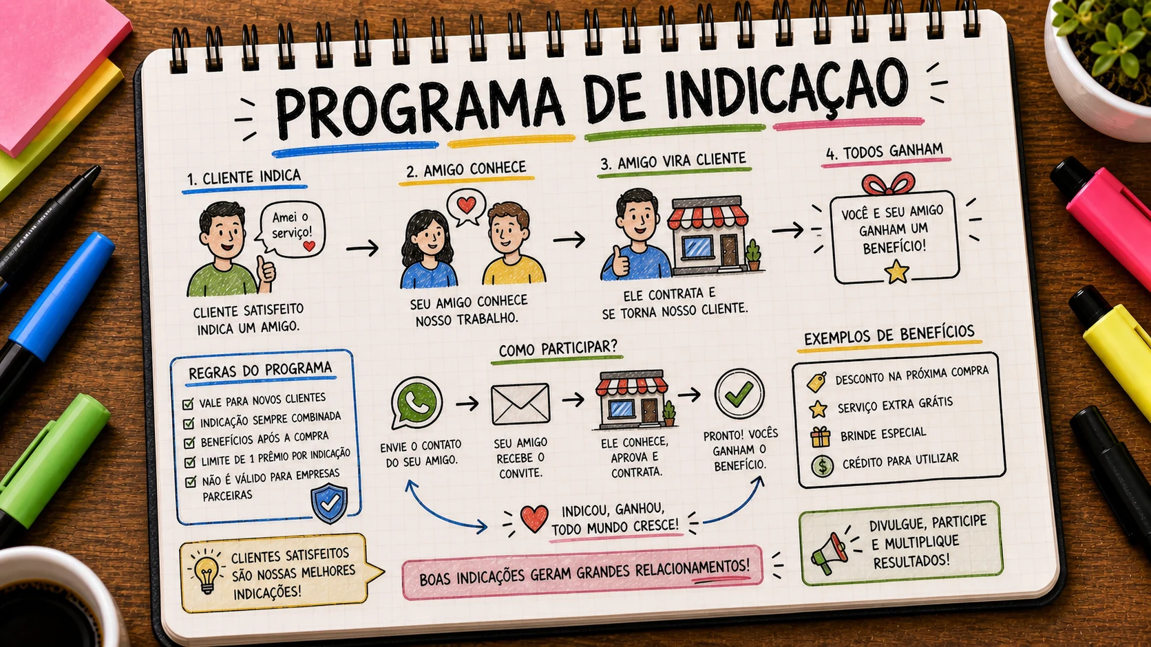 Programa de indicação com regras, recompensa, registro e divulgação clara