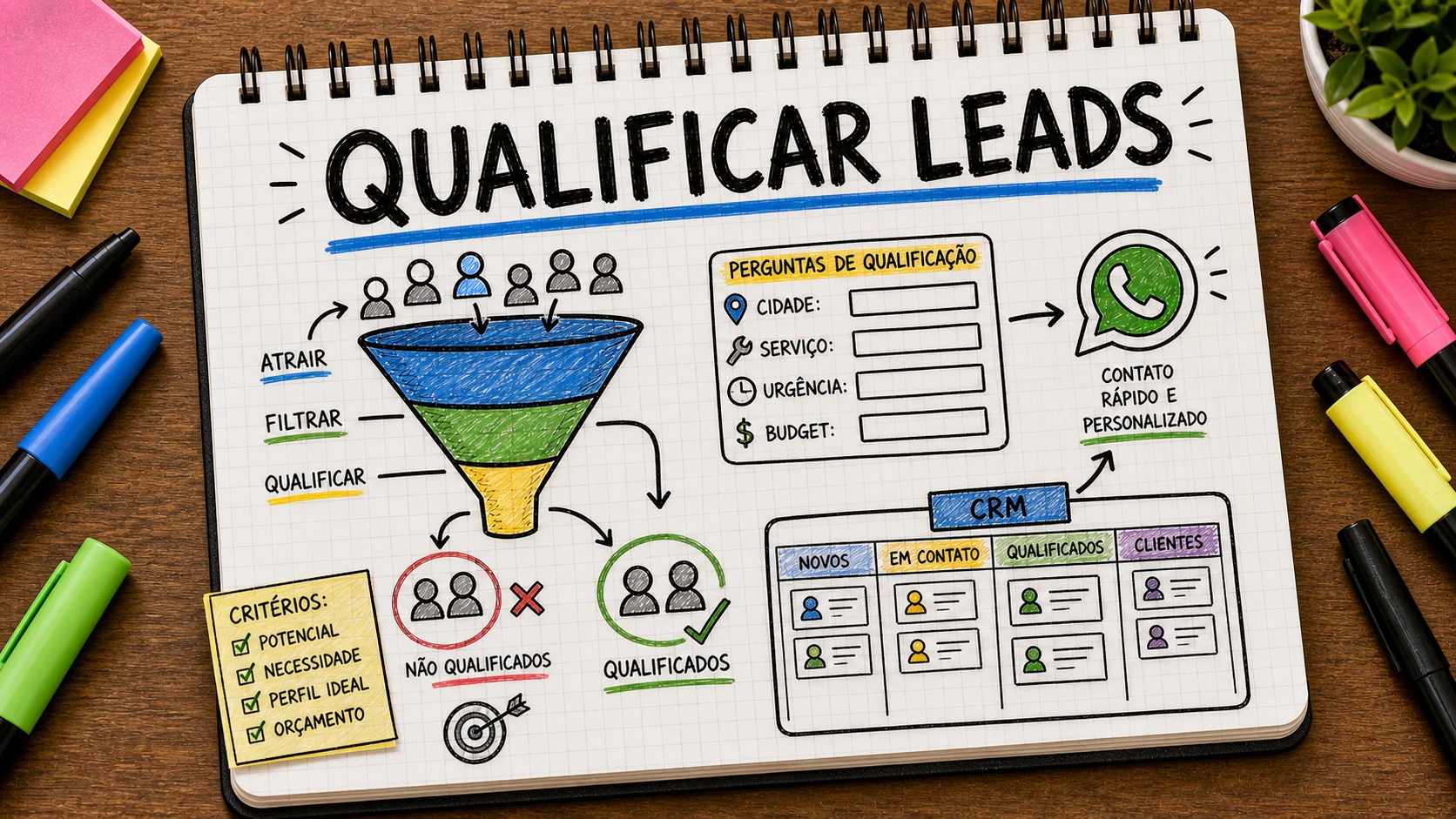 Qualificar leads com perguntas sobre serviço, região, urgência e orçamento