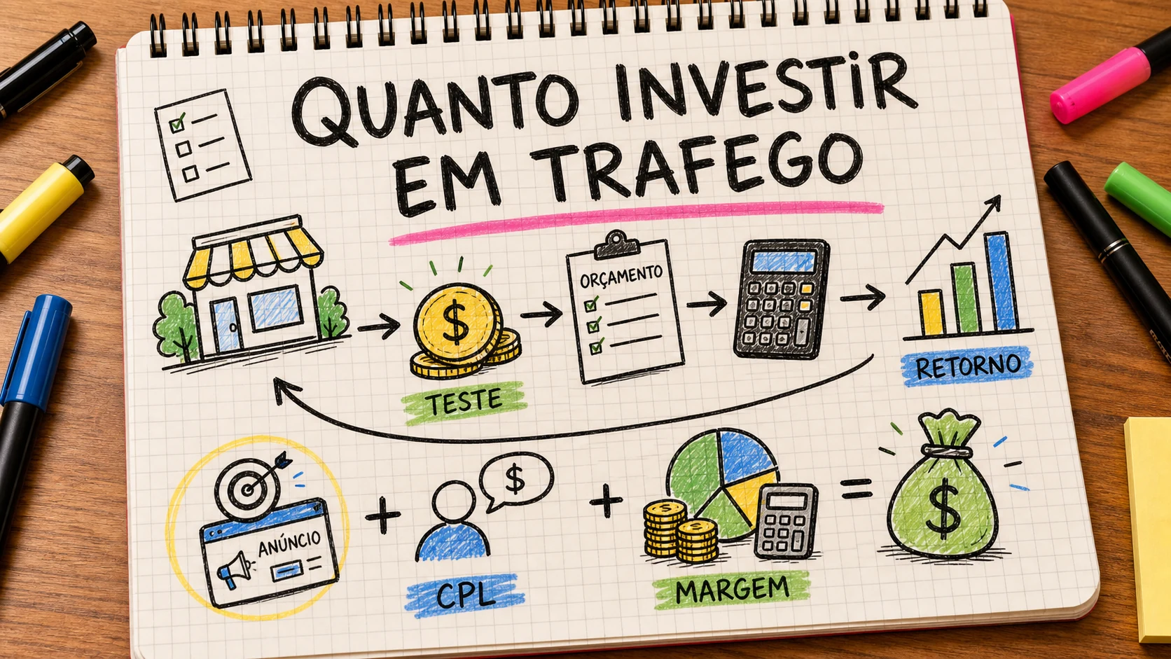 Quanto investir em tráfego pago com teste, margem e custo por lead