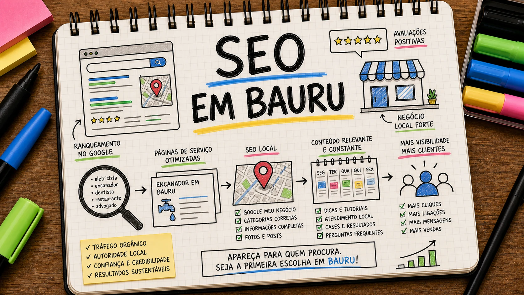 SEO em Bauru organizando site, Perfil da Empresa e conteúdo para buscas locais